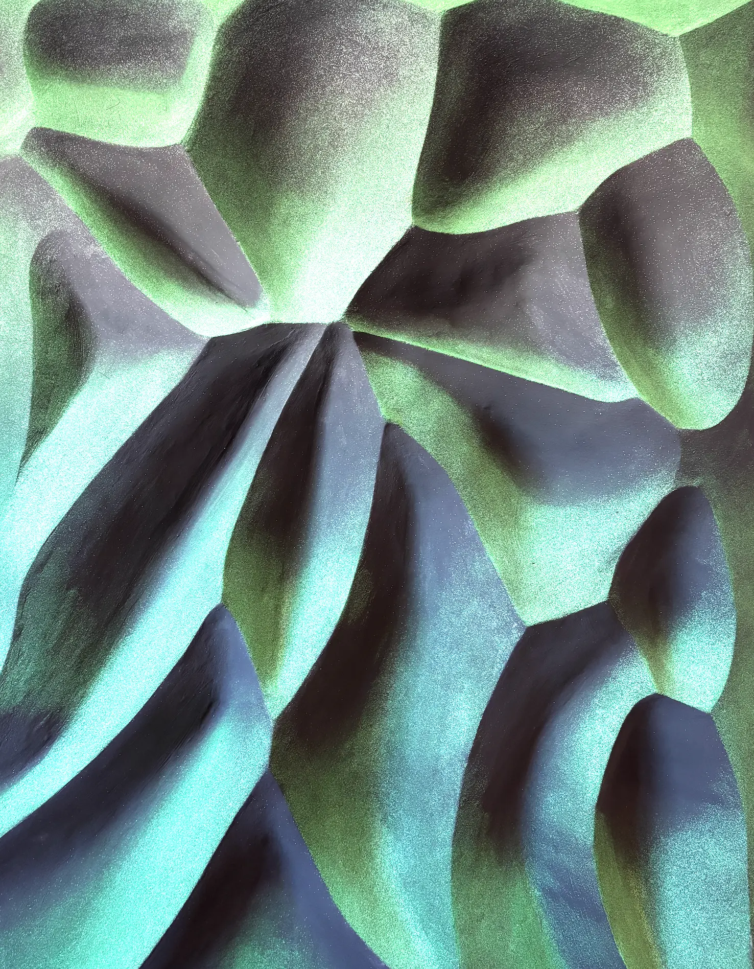 Green textured sculpture